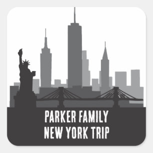 Anpassningsbar New York Resa Skyline Frihetsgudinn Fyrkantigt Klistermärke