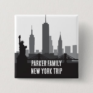 Anpassningsbar New York Resa Skyline Frihetsgudinn Knapp