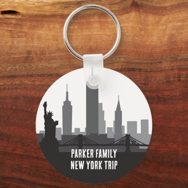 Anpassningsbar New York Resa Skyline Frihetsgudinn Nyckelring (Framsida)