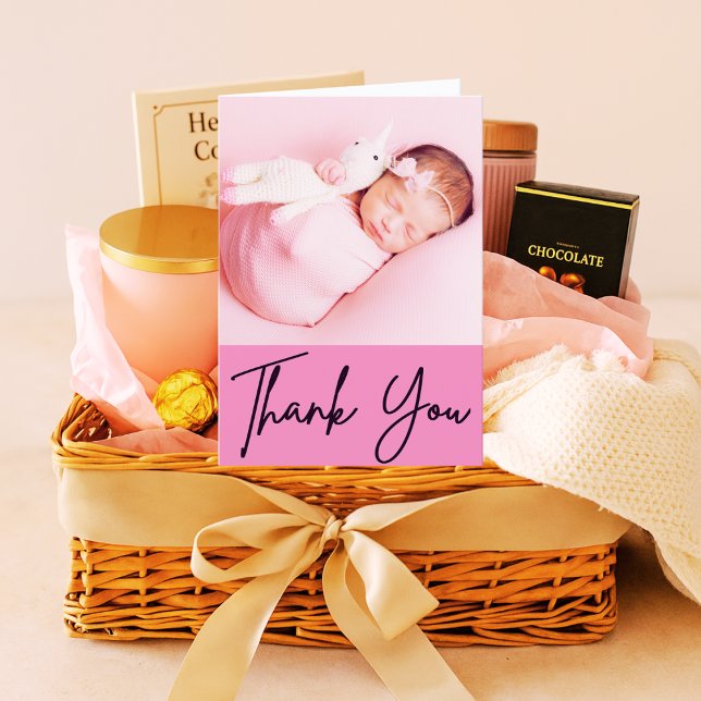 Anpassningsbar Newborn Photo Midfru Rosa Gratitude Tack Kort (Skapare uppladdad)