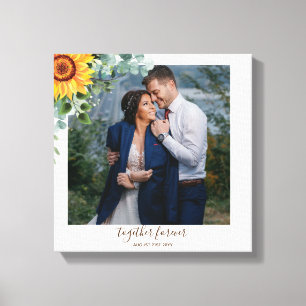 Anpassningsbar Newlyweds Rustic Sunblommor Eucalyp Canvastryck