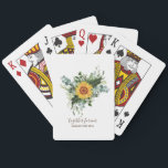 Anpassningsbar Newlyweds Rustic Sunblommor Eucalyp Casinokort<br><div class="desc">Lägg till din egen text som du vill för att anpassa den här fantastiska vattenfärgsillustrationen av solblommor,  eukalyptus löv och grönenergi. Idealisk bröllop-presentartikel för nylweder,  brudens sida,  bridesmaid,  maid of honor,  blomflicka,  mor av brud eller groom. Redigera texten till kostym.</div>