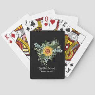 Anpassningsbar Newlyweds Rustic Sunblommor Eucalyp Casinokort