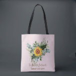 Anpassningsbar Newlyweds Rustic Sunblommor Eucalyp Tygkasse<br><div class="desc">Lägg till din egen text som du vill för att anpassa den här fantastiska vattenfärgsillustrationen av solblommor,  eukalyptus löv och grönenergi. Idealisk bröllop-presentartikel för nylweder,  brudens sida,  bridesmaid,  maid of honor,  blomflicka,  mor av brud eller groom. Redigera texten till kostym.</div>