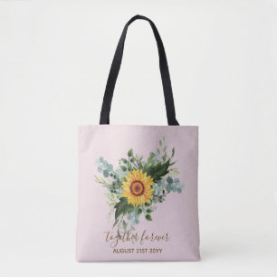 Anpassningsbar Newlyweds Rustic Sunblommor Eucalyp Tygkasse