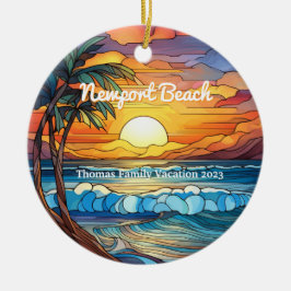 Anpassningsbar Newport Beach Beach Faux-glasskikt Julgransprydnad Keramik