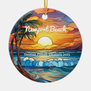 Anpassningsbar Newport Beach Beach Faux-glasskikt Julgransprydnad Keramik