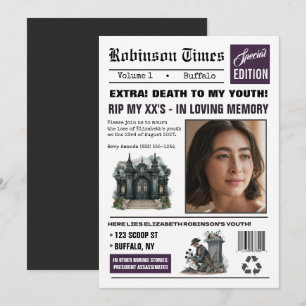 Anpassningsbar Newspaper Gothic Födelsedagsfest Inbjudningar