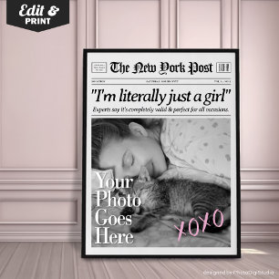 Anpassningsbar Newspaper Print Girls Dorm Trendig  Poster