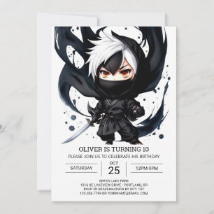 Anpassningsbar Ninja Äventyr Birthday Inbjudningar
