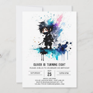 Anpassningsbar Ninja Boy Digital Birthday Inbjudningar