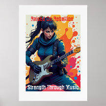 Anpassningsbar Ninja Girl Guitarist Art Inspiratio