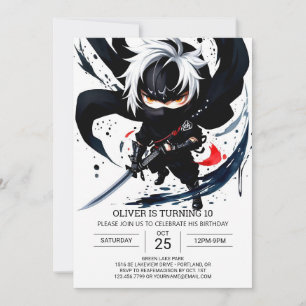 Anpassningsbar Ninja Martial Arts Birthday Inbjudningar