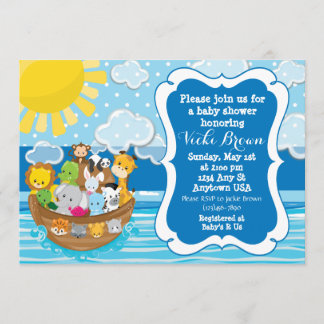 Anpassningsbar Noahs Ark Baby Shower-inbjudan Inbjudningar