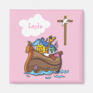 Anpassningsbar Noas ark-dop, flicka rosa Magnet