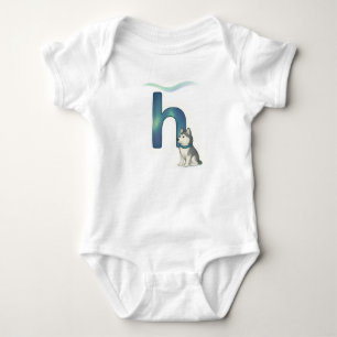 Anpassningsbar Norrskensbokstav H Husky Valp T Shirt
