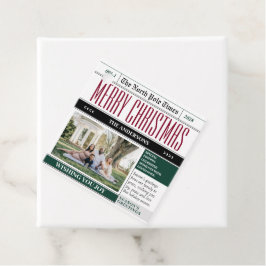 Anpassningsbar North Pole Newspaper jul Photo Gåvor Etiketter