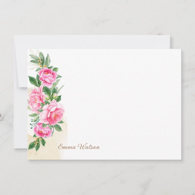 Anpassningsbar Note Card-Blommigt Peonies Anteckningskort (Framsida)
