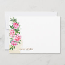 Anpassningsbar Note Card-Blommigt Peonies