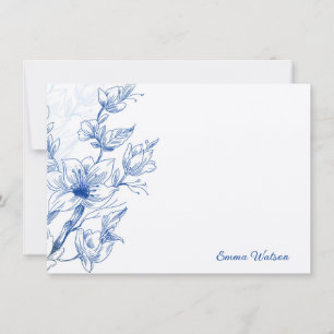 Anpassningsbar Note Card-Blue Magnolia Anteckningskort