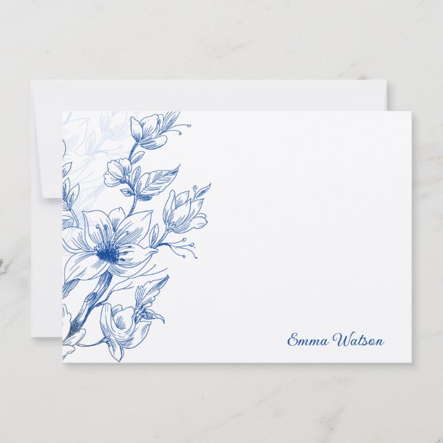 Anpassningsbar Note Card-Blue Magnolia Anteckningskort (Framsida)