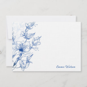 Anpassningsbar Note Card-Blue Magnolia Anteckningskort