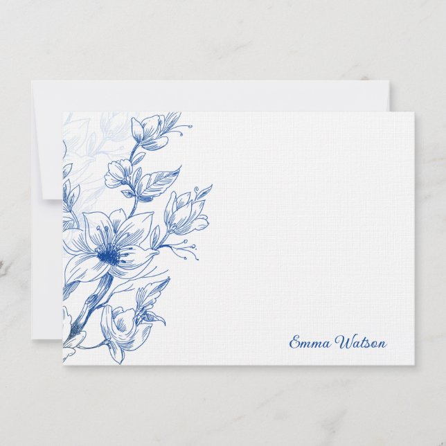 Anpassningsbar Note Card-Blue Magnolia Anteckningskort (Framsida)