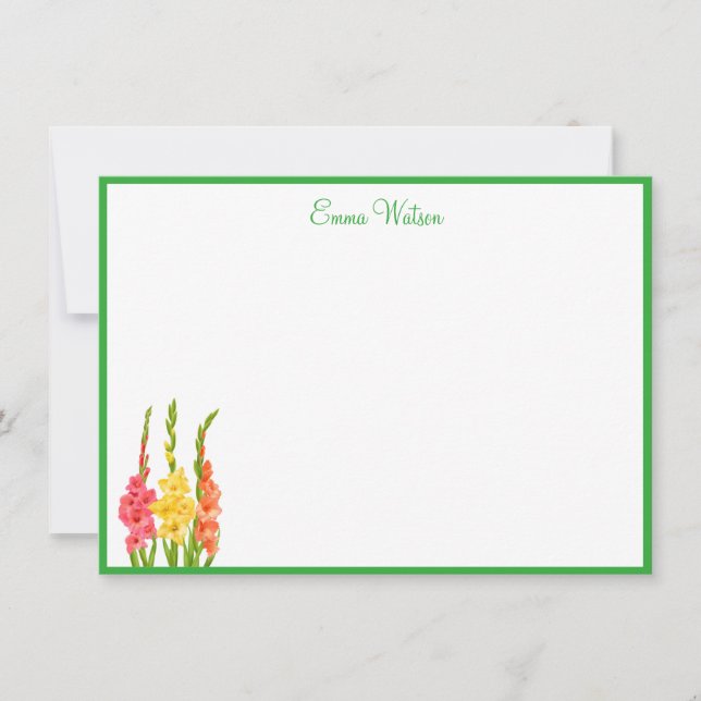 Anpassningsbar Note Card-gladiolus Anteckningskort (Framsida)