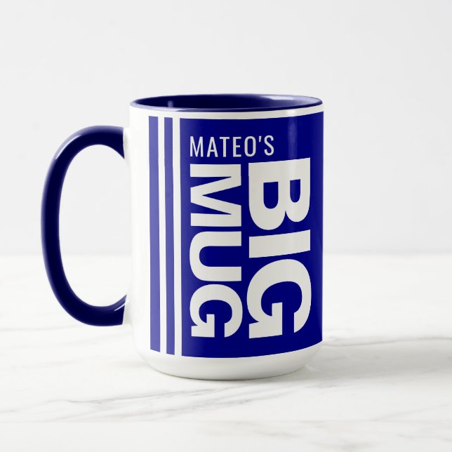 Anpassningsbar Novelty Namn & initial | Big Navy B Mugg (Vänster)
