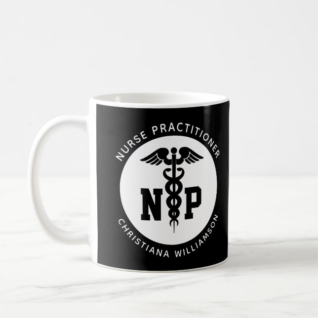 Anpassningsbar NP Nurse Practister Studenten Caduc Kaffemugg (Vänster)