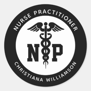 Anpassningsbar NP Nurse Practister Studenten Caduc Runt Klistermärke