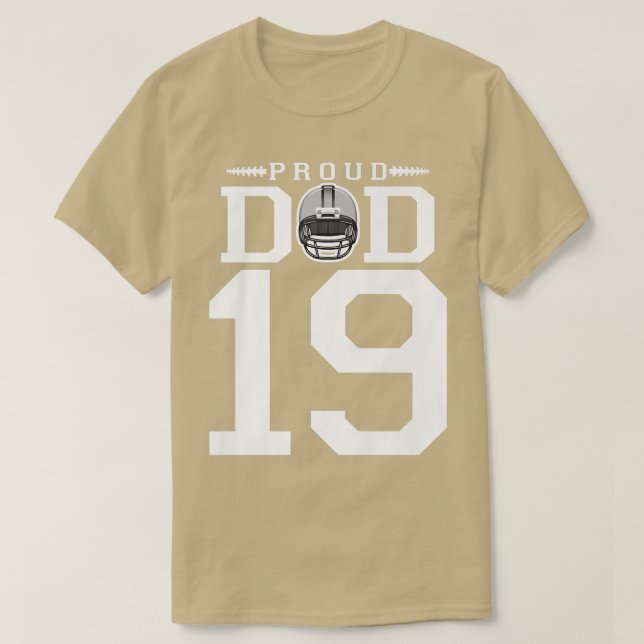 Anpassningsbar nummer 19 Proud Football Pappa Pers T Shirt (Design framsida)