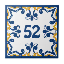 Anpassningsbar nummer blue och gult Azulejos Ceram Kakelplatta