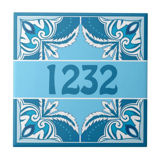 Anpassningsbar nummer Blue och white Porto Azulejo Kakelplatta (Framsidan)