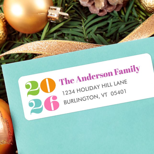 Anpassningsbar nummer nytt år - färglöst, djärvt m returadress etikett (Skapare uppladdad)