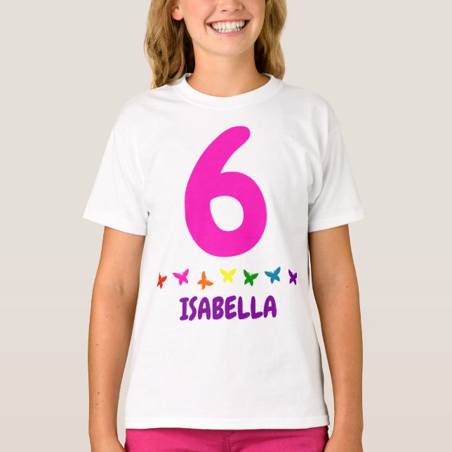 Anpassningsbar nummer och Namn Cute Rainbow Butter T Shirt (Framsida)