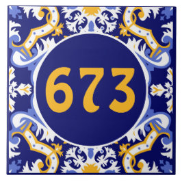 Anpassningsbar nummer periwinkle, blue och gult Az Kakelplatta