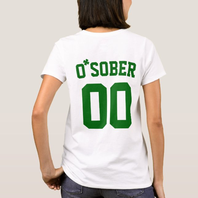 Anpassningsbar nummer så Sober Klöver St patrick's T Shirt (Baksida)