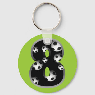 Anpassningsbar numrerar 8 fotboll Keychain Nyckelring