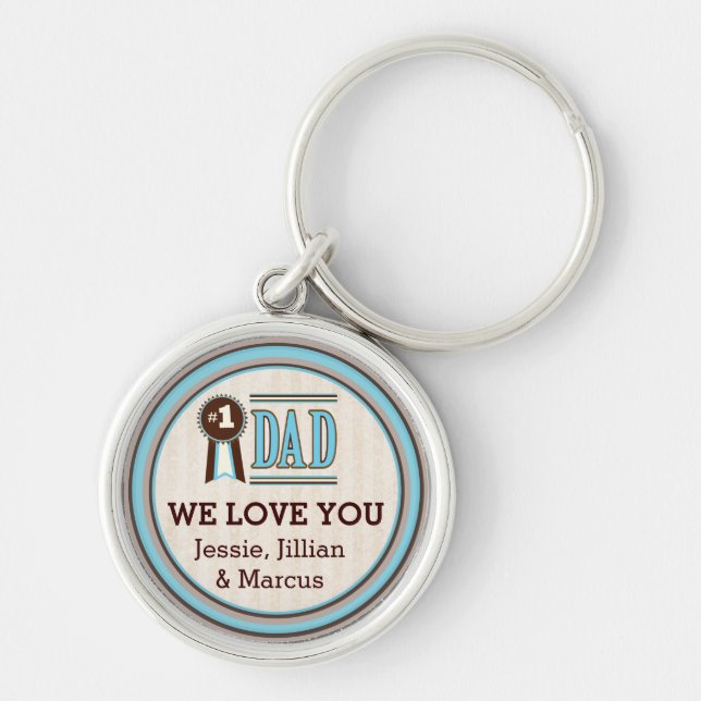 Anpassningsbar numrerar en pappafars dag Keychain Rund Silverfärgad Nyckelring (Framsidan)
