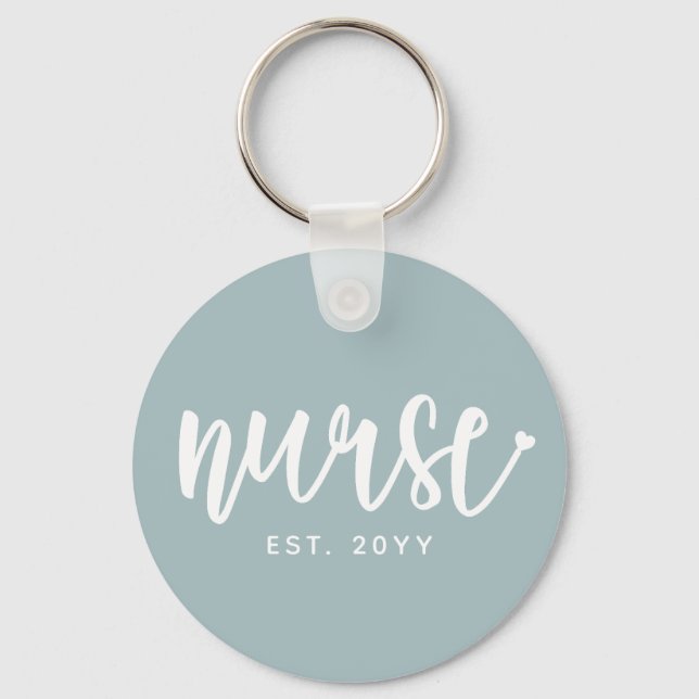 Anpassningsbar Nurse Est Typography Nurse RN stude Nyckelring (Framsida)