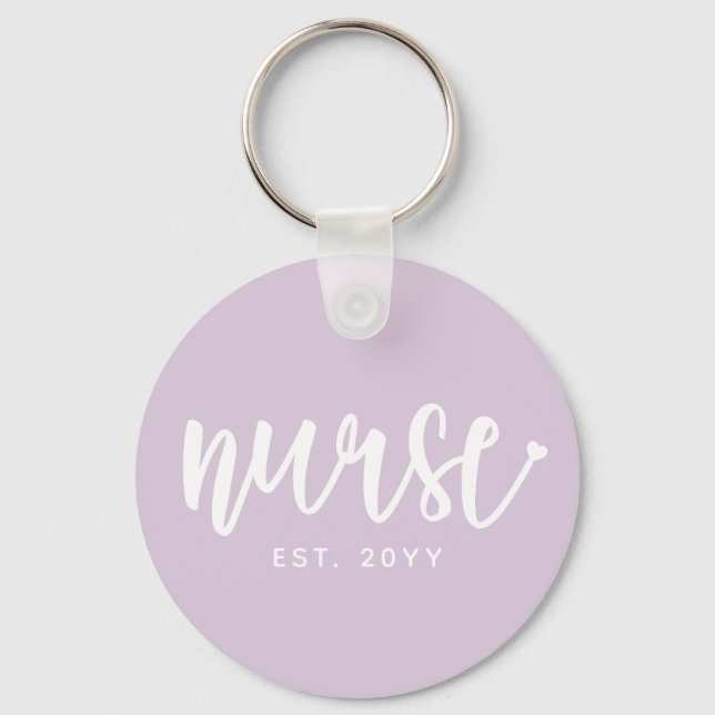 Anpassningsbar Nurse Est Typography Nurse RN stude Nyckelring (Framsida)