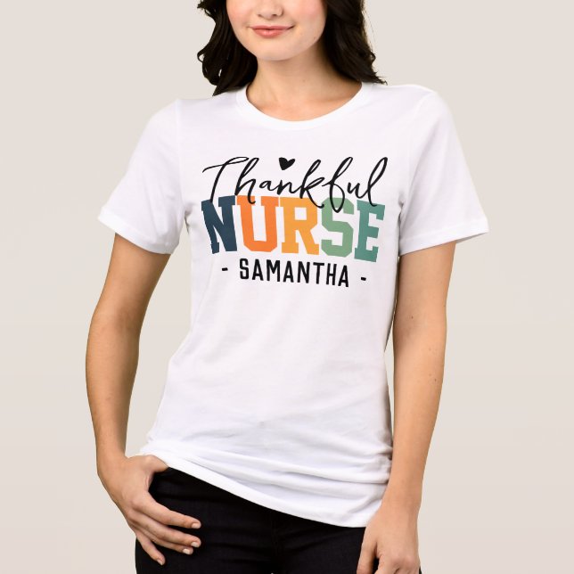 Anpassningsbar Nurse Gift för Thanksgiving och jul T Shirt (Framsida)