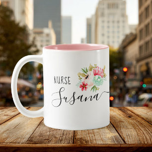 Anpassningsbar Nurse Grad Nursing School Gift Tack Två-Tonad Mugg