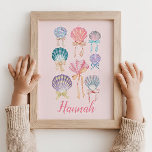 Anpassningsbar Nursery Seashell Coquette Rosa Prin Poster