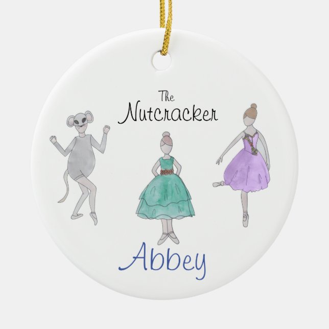 Anpassningsbar Nutcracker Party Girl/Mouse/Flower Julgransprydnad Keramik (Framsidan)