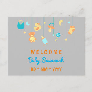 Anpassningsbar ny bebis unisex vykort