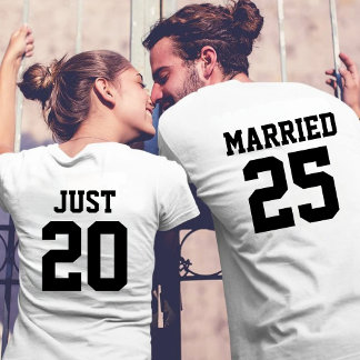 Anpassningsbar Ny gifta Bröllop Bride & Groom Par T Shirt