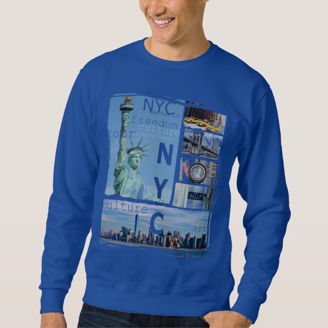 Anpassningsbar Nyc New York City Liberty Statue Ma Lång Ärmad Tröja (Framsida)