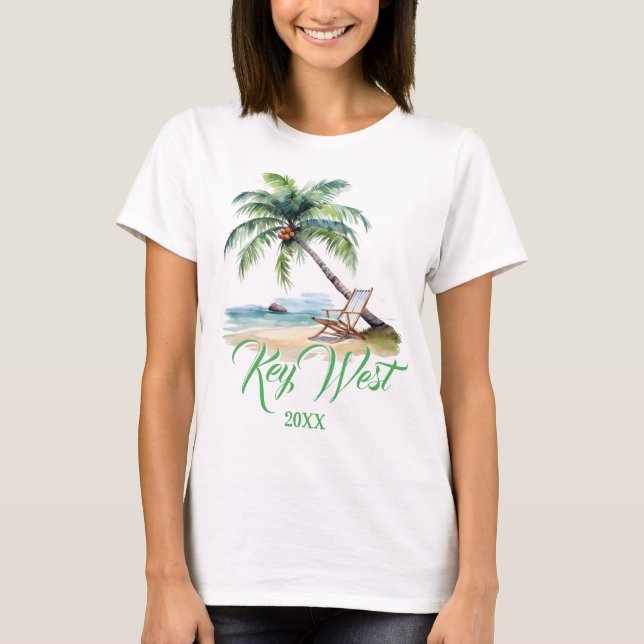 Anpassningsbar Nyckel Väster Beach T Shirt (Framsida)
